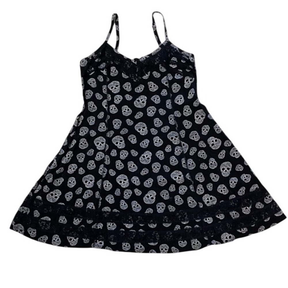 Hot Topic Black‎ Skull Lace Trim Cami Mini Dress Women's Medium